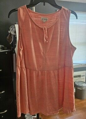 Wonderly Coral Tie-Neck Textured Tank